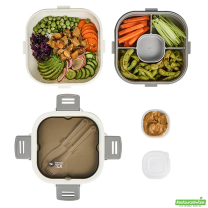 Wholesale Restaurantware 58 Oz White and Gray Lunch Box - Bpa-Free, Microwave-Safe- Bulk