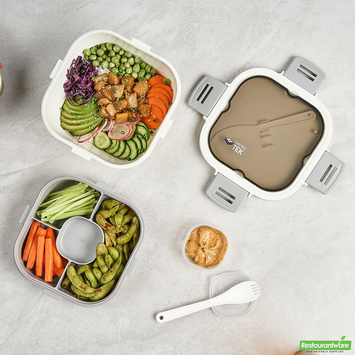 Wholesale Restaurantware 58 Oz White and Gray Lunch Box - Bpa-Free, Microwave-Safe- Bulk