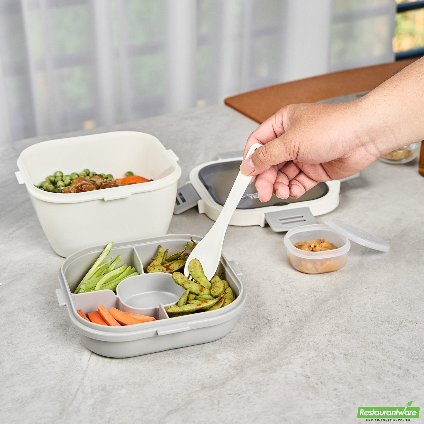 Wholesale Restaurantware 58 Oz White and Gray Lunch Box - Bpa-Free, Microwave-Safe- Bulk