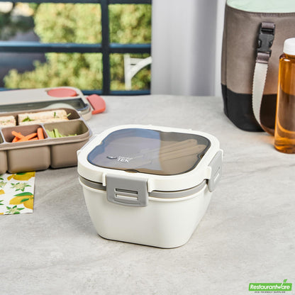 Wholesale Restaurantware 58 Oz White and Gray Lunch Box - Bpa-Free, Microwave-Safe- Bulk