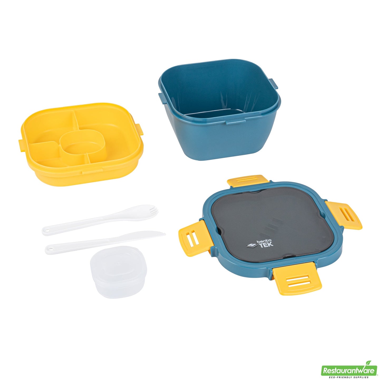 Wholesale Restaurantware 58 Oz Blue and Yellow Lunch Box- Bpa-Free, Microwave-Safe- Bulk