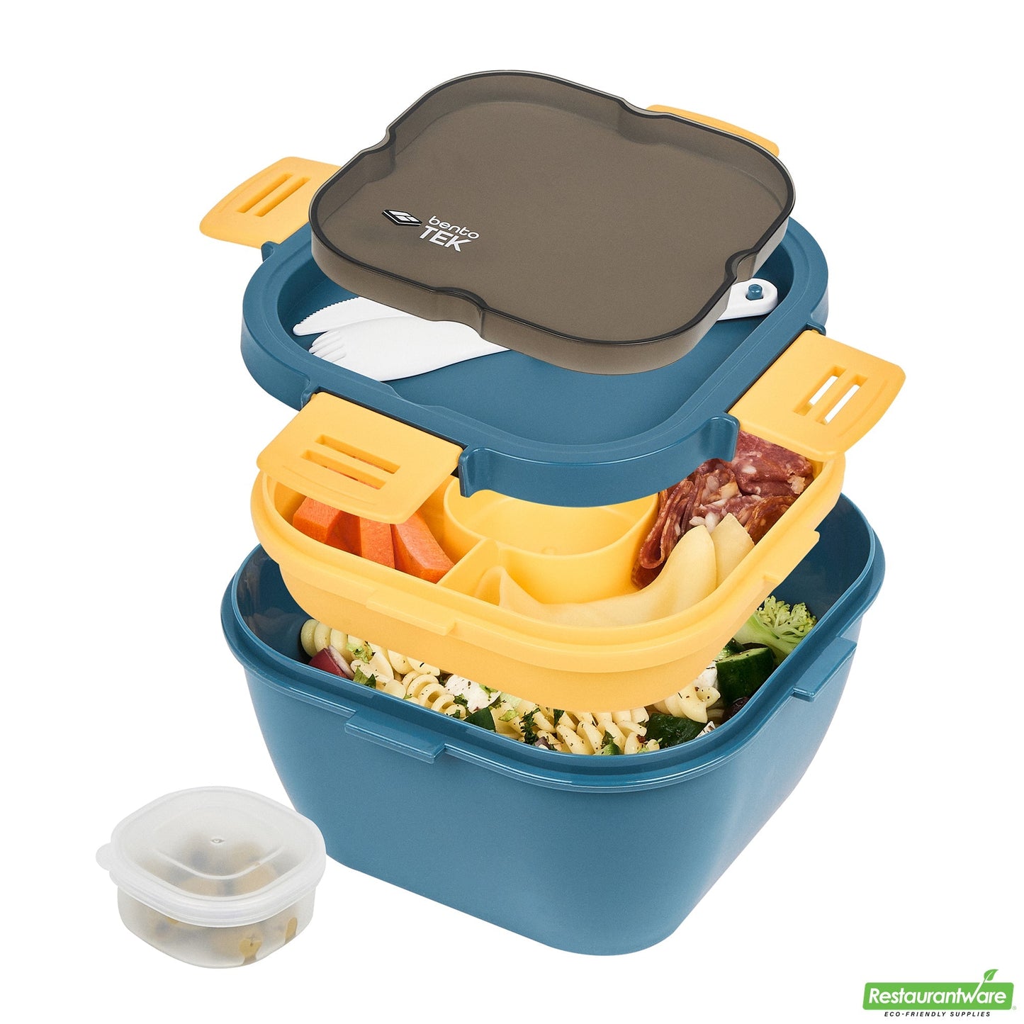 Wholesale Restaurantware 58 Oz Blue and Yellow Lunch Box- Bpa-Free, Microwave-Safe- Bulk