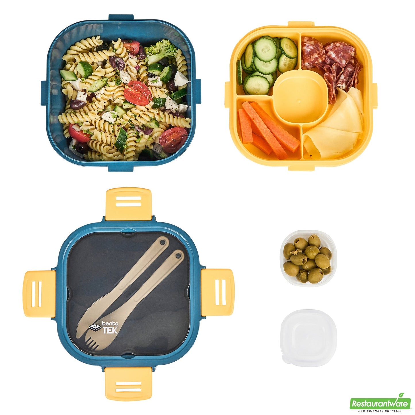 Wholesale Restaurantware 58 Oz Blue and Yellow Lunch Box- Bpa-Free, Microwave-Safe- Bulk