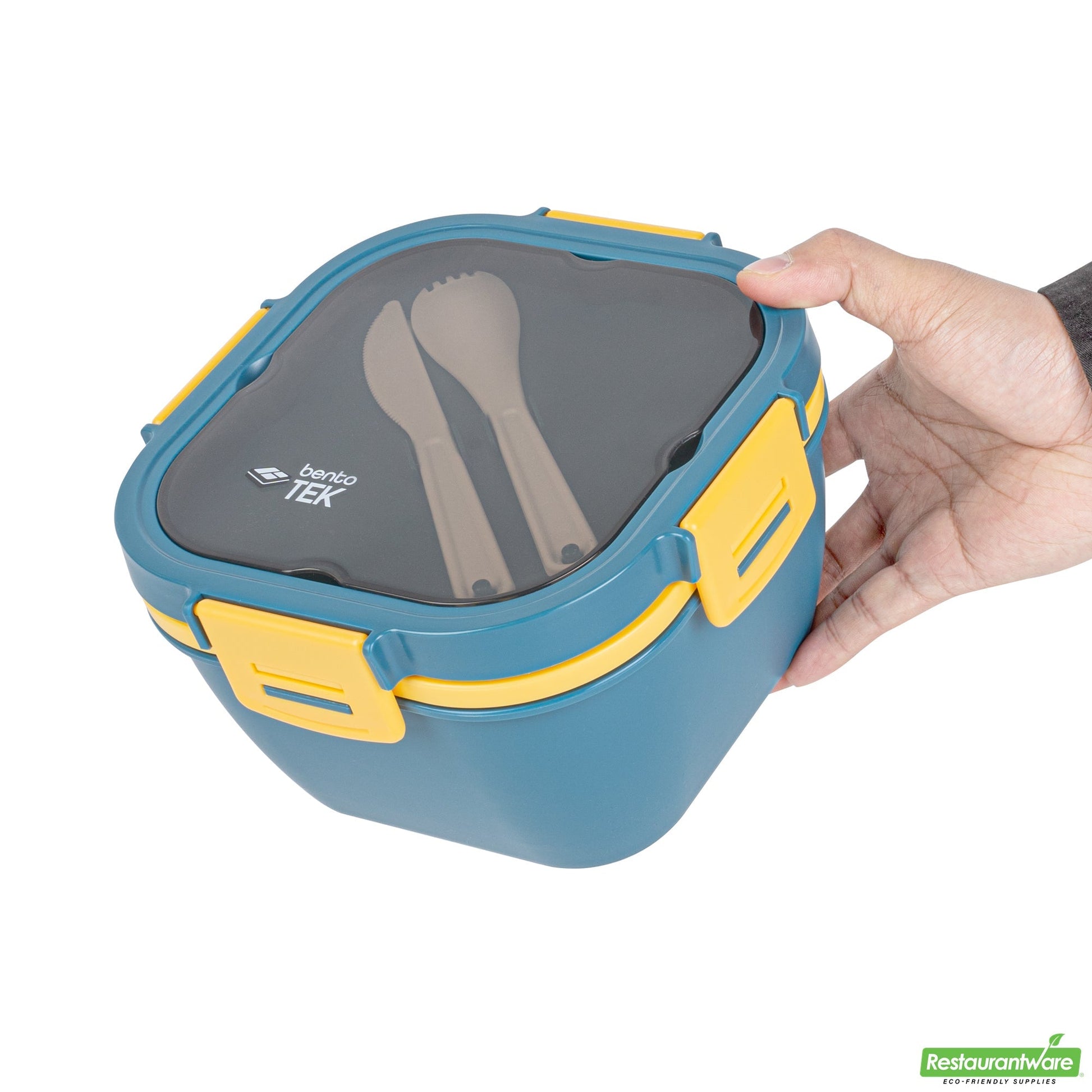 Wholesale Restaurantware 58 Oz Blue and Yellow Lunch Box- Bpa-Free, Microwave-Safe- Bulk