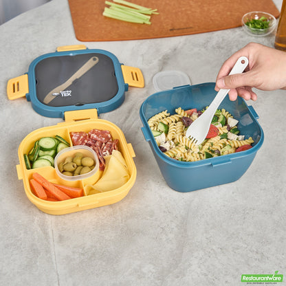 Wholesale Restaurantware 58 Oz Blue and Yellow Lunch Box- Bpa-Free, Microwave-Safe- Bulk