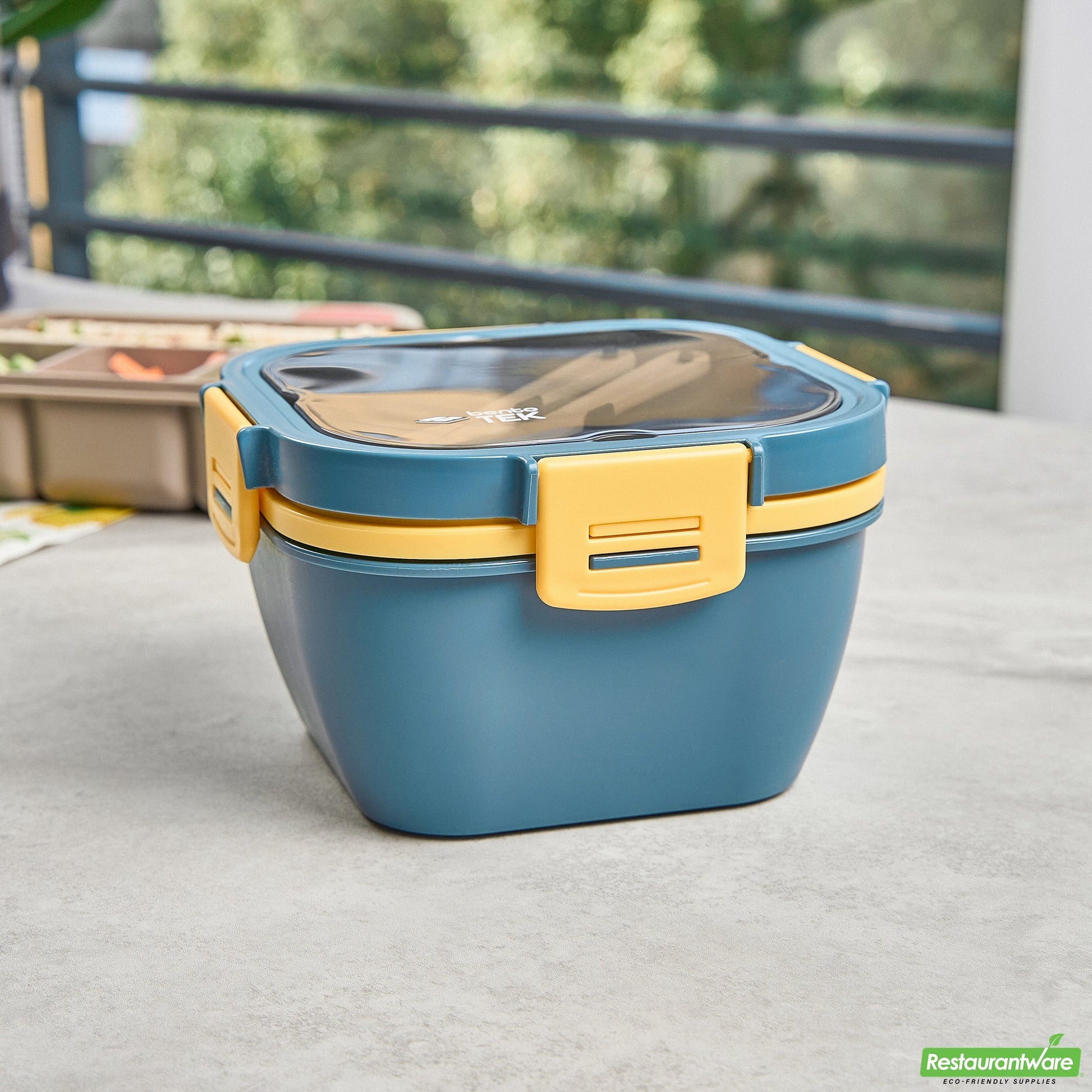 Wholesale Restaurantware 58 Oz Blue and Yellow Lunch Box- Bpa-Free, Microwave-Safe- Bulk