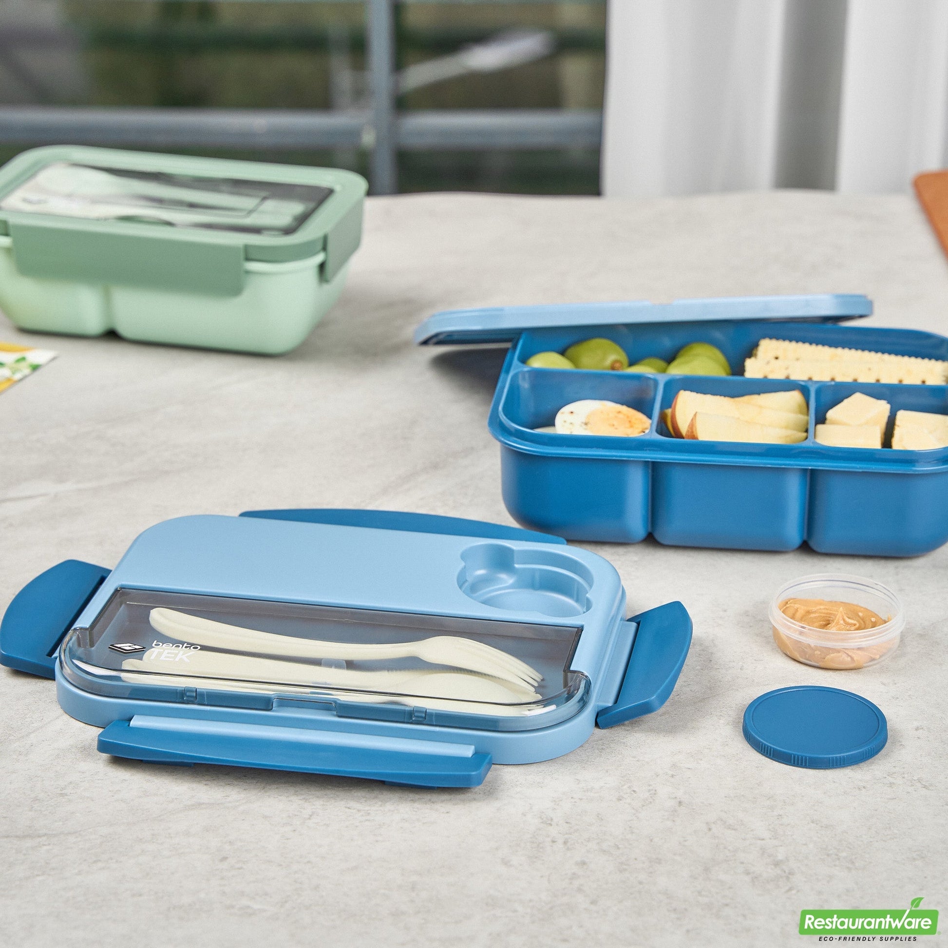 Wholesale Restaurantware 44 Oz Blue Lunch Box - Bpa-Free, Microwave-Safe - 9.1" X 6.4" X 3.2"- Bulk