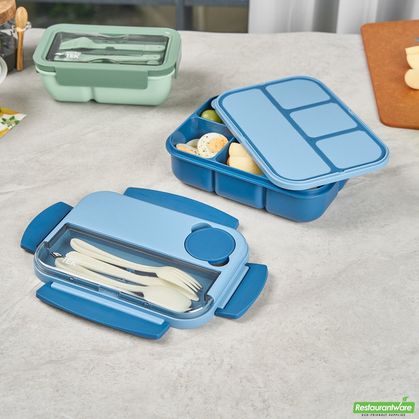 Wholesale Restaurantware 44 Oz Blue Lunch Box - Bpa-Free, Microwave-Safe - 9.1" X 6.4" X 3.2"- Bulk