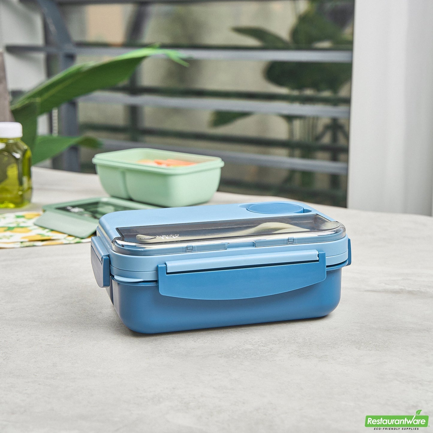Wholesale Restaurantware 44 Oz Blue Lunch Box - Bpa-Free, Microwave-Safe - 9.1" X 6.4" X 3.2"- Bulk