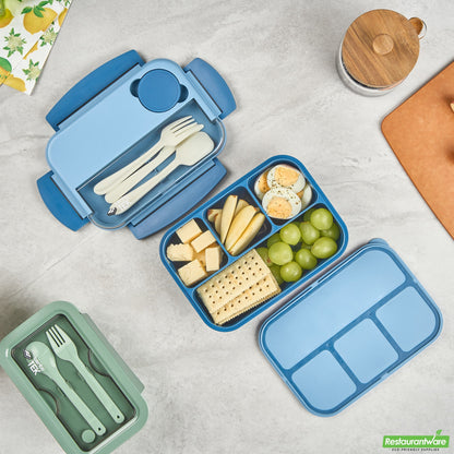 Wholesale Restaurantware 44 Oz Blue Lunch Box - Bpa-Free, Microwave-Safe - 9.1" X 6.4" X 3.2"- Bulk