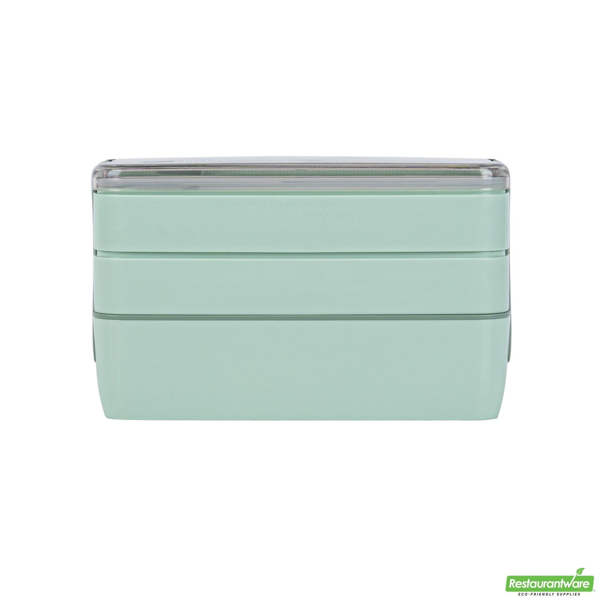 Wholesale Restaurantware 30 Oz Green 3-in-1 Lunch Box- Bpa-Free, Microwave-Safe- Bulk