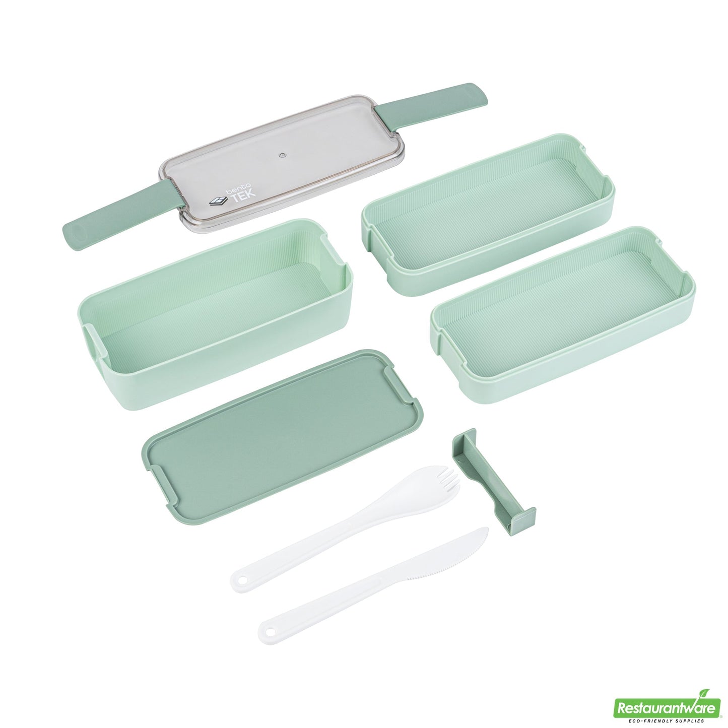 Wholesale Restaurantware 30 Oz Green 3-in-1 Lunch Box- Bpa-Free, Microwave-Safe- Bulk