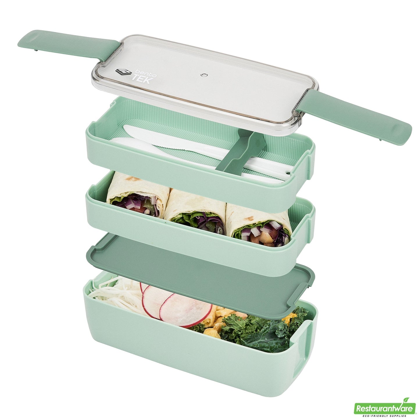 Wholesale Restaurantware 30 Oz Green 3-in-1 Lunch Box- Bpa-Free, Microwave-Safe- Bulk