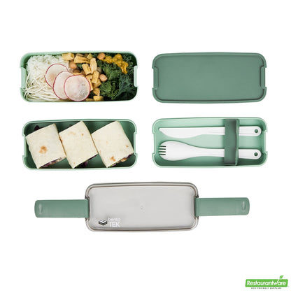 Wholesale Restaurantware 30 Oz Green 3-in-1 Lunch Box- Bpa-Free, Microwave-Safe- Bulk