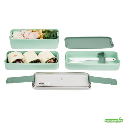 Wholesale Restaurantware 30 Oz Green 3-in-1 Lunch Box- Bpa-Free, Microwave-Safe- Bulk