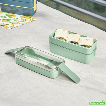 Wholesale Restaurantware 30 Oz Green 3-in-1 Lunch Box- Bpa-Free, Microwave-Safe- Bulk