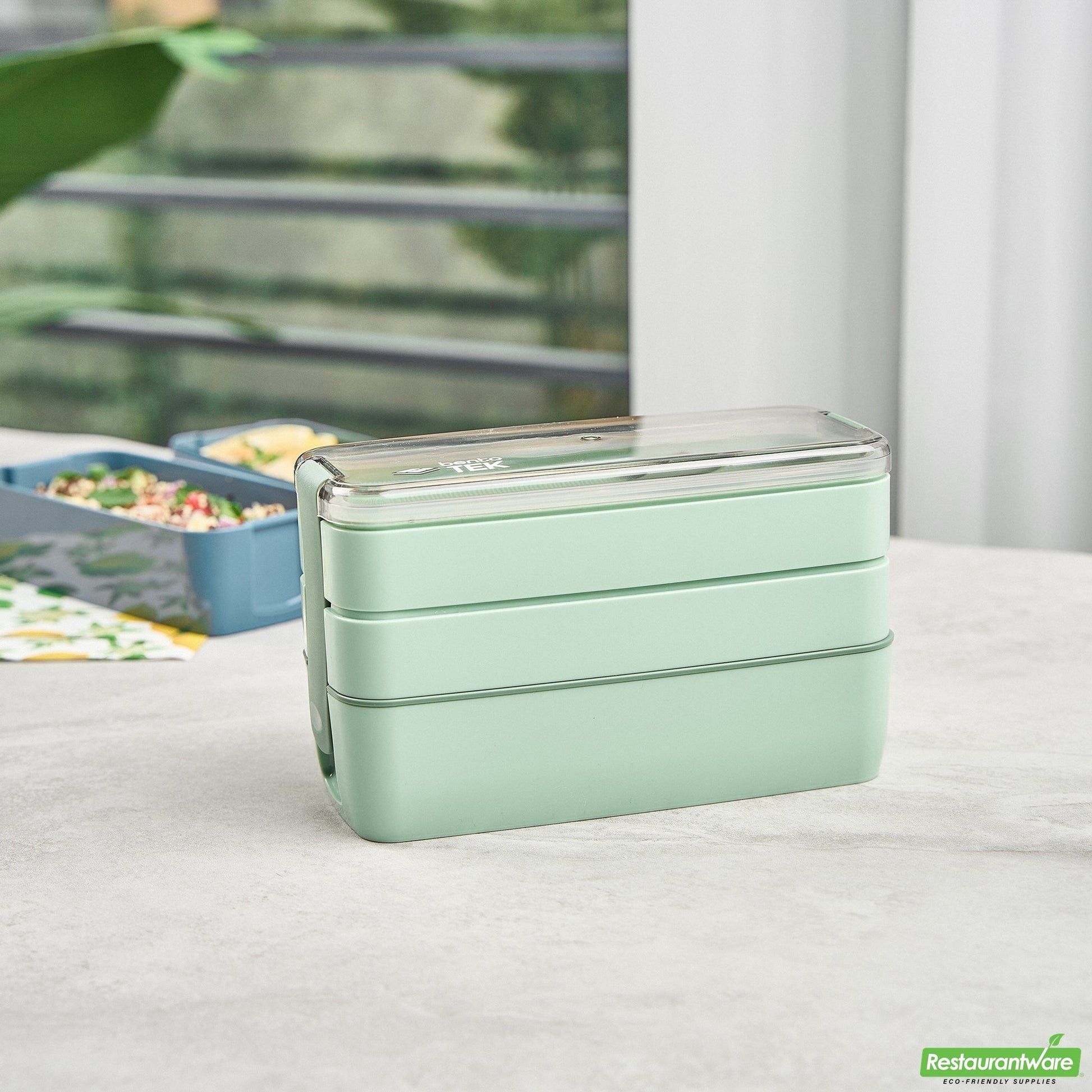 Wholesale Restaurantware 30 Oz Green 3-in-1 Lunch Box- Bpa-Free, Microwave-Safe- Bulk