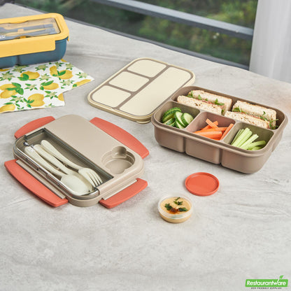 Wholesale Restaurantware 44 Oz Brown and Orange Lunch Box - Bpa-Free, Microwave-Safe- Bulk