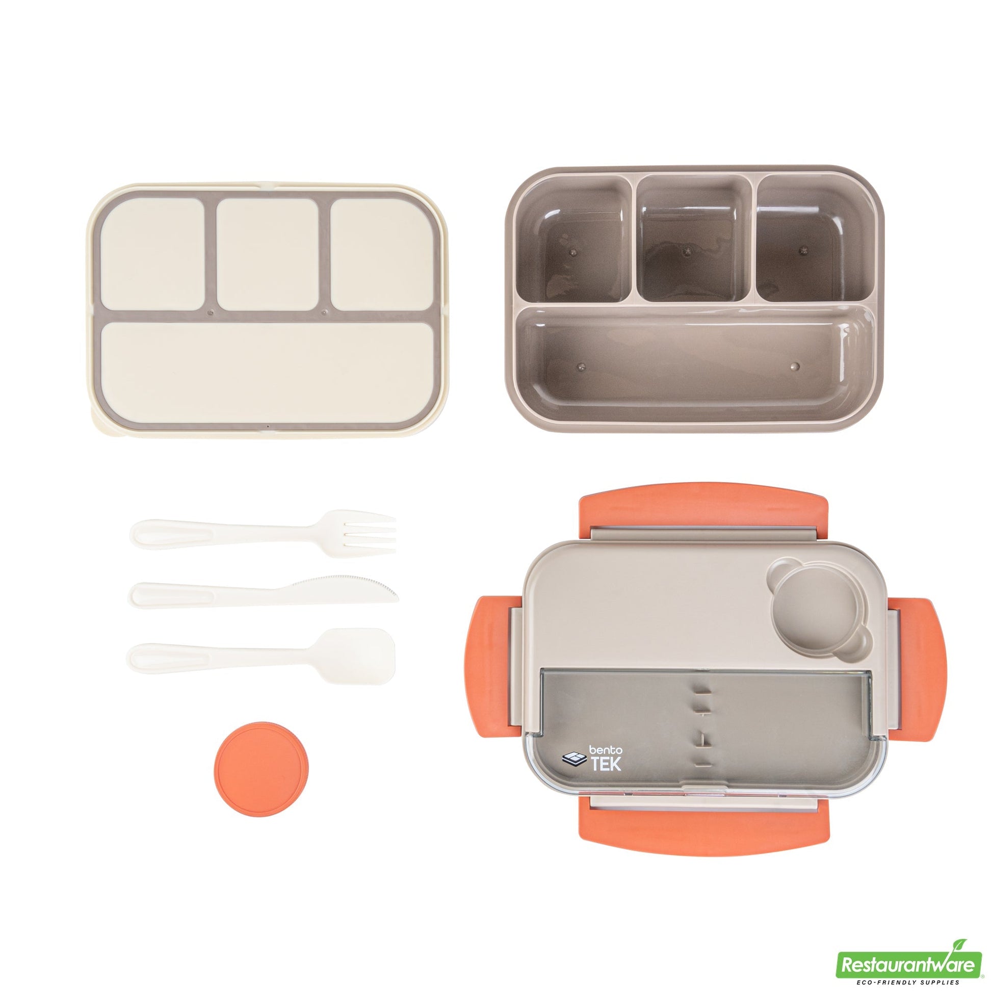 Wholesale Restaurantware 44 Oz Brown and Orange Lunch Box - Bpa-Free, Microwave-Safe- Bulk