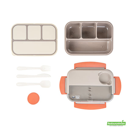Wholesale Restaurantware 44 Oz Brown and Orange Lunch Box - Bpa-Free, Microwave-Safe- Bulk