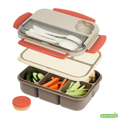 Wholesale Restaurantware 44 Oz Brown and Orange Lunch Box - Bpa-Free, Microwave-Safe- Bulk