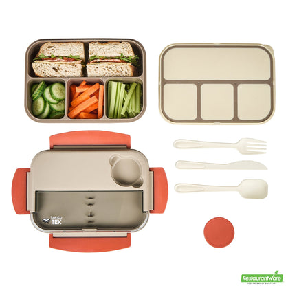 Wholesale Restaurantware 44 Oz Brown and Orange Lunch Box - Bpa-Free, Microwave-Safe- Bulk