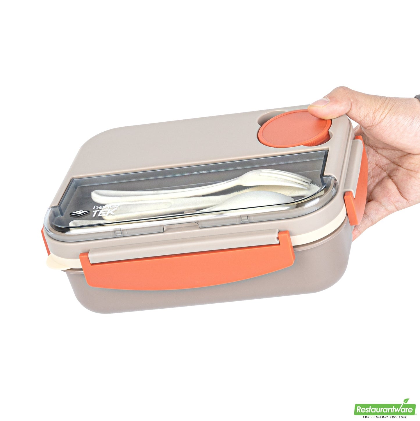 Wholesale Restaurantware 44 Oz Brown and Orange Lunch Box - Bpa-Free, Microwave-Safe- Bulk