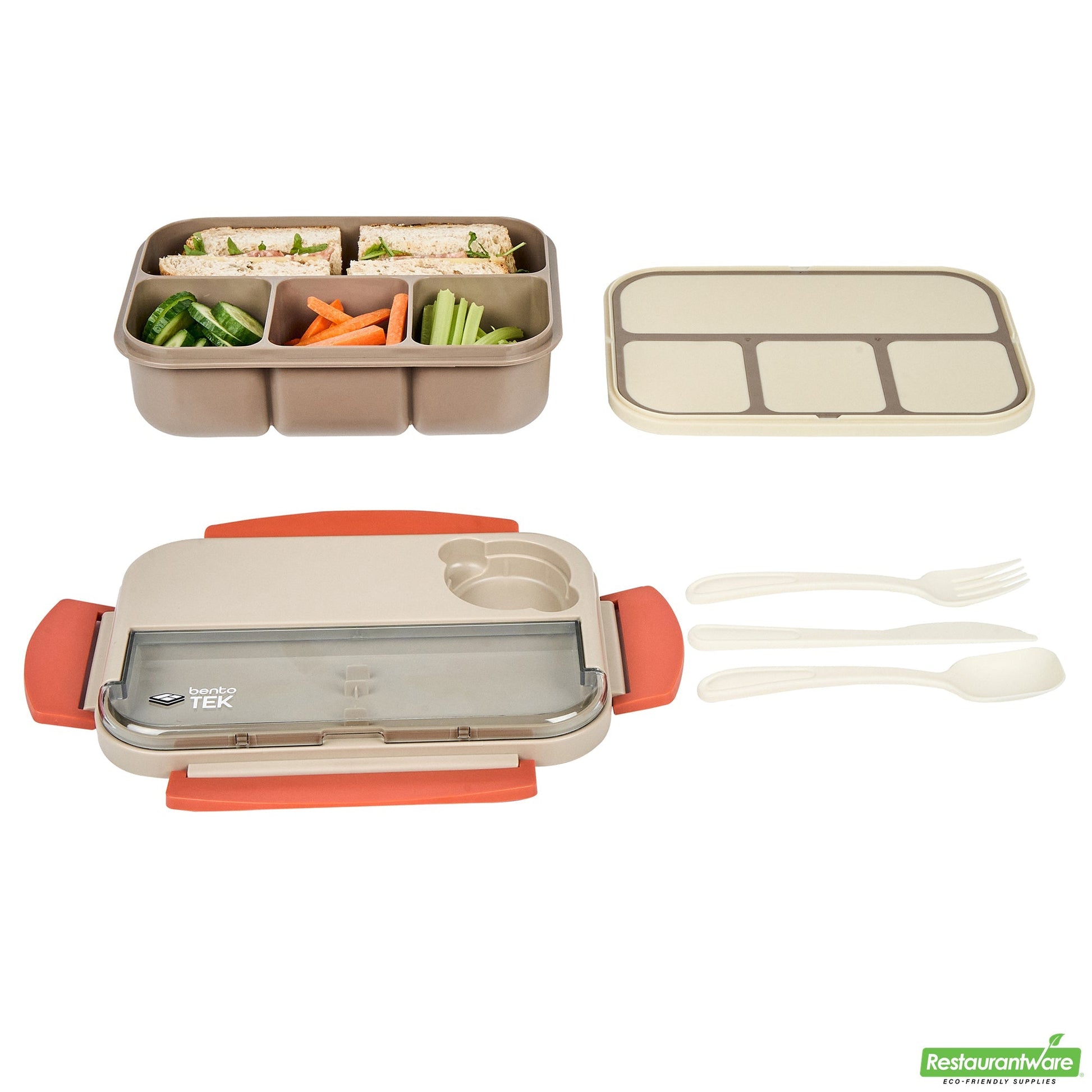 Wholesale Restaurantware 44 Oz Brown and Orange Lunch Box - Bpa-Free, Microwave-Safe- Bulk