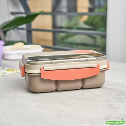 Wholesale Restaurantware 44 Oz Brown and Orange Lunch Box - Bpa-Free, Microwave-Safe- Bulk