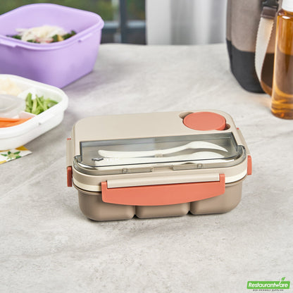 Wholesale Restaurantware 44 Oz Brown and Orange Lunch Box - Bpa-Free, Microwave-Safe- Bulk