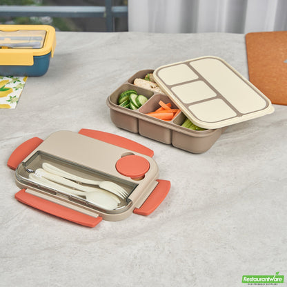 Wholesale Restaurantware 44 Oz Brown and Orange Lunch Box - Bpa-Free, Microwave-Safe- Bulk