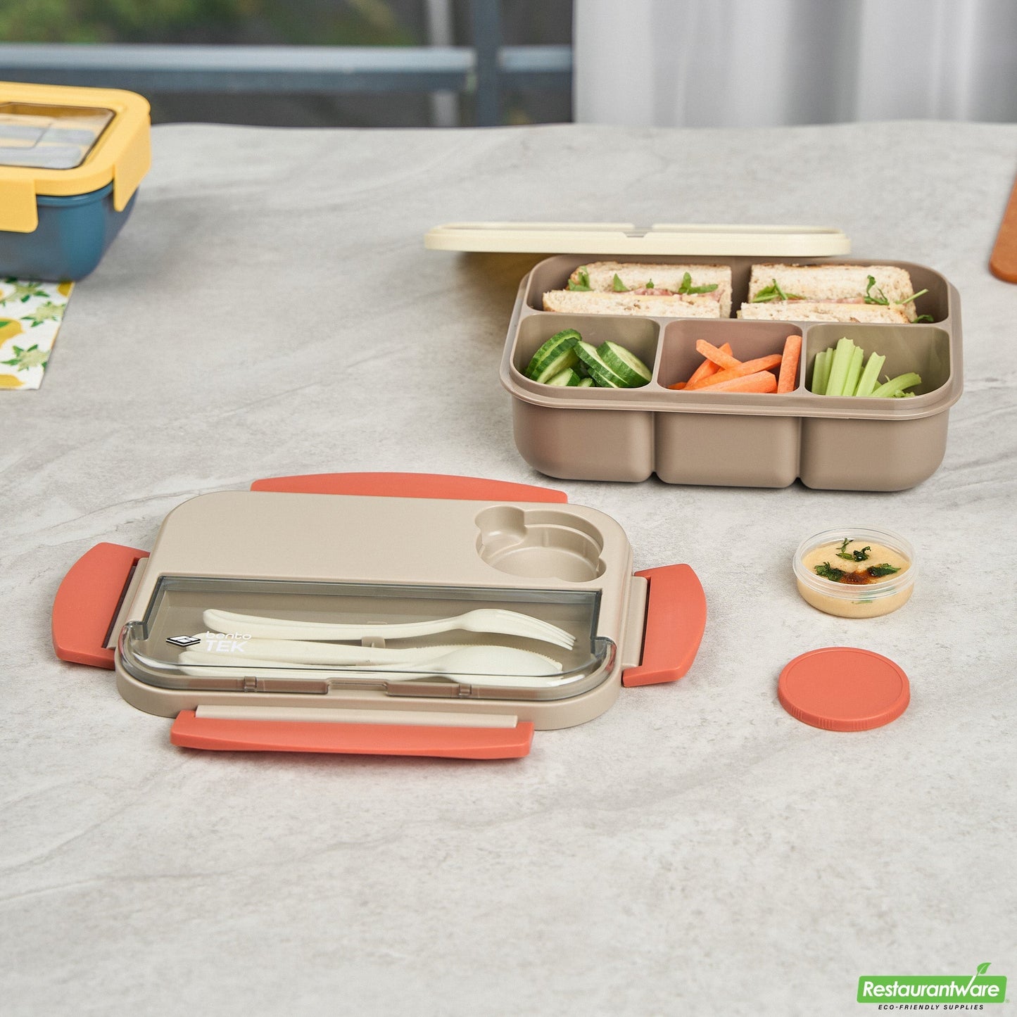 Wholesale Restaurantware 44 Oz Brown and Orange Lunch Box - Bpa-Free, Microwave-Safe- Bulk