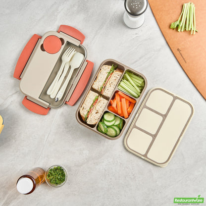 Wholesale Restaurantware 44 Oz Brown and Orange Lunch Box - Bpa-Free, Microwave-Safe- Bulk