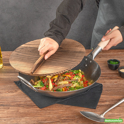Wholesale Restaurantware 14" Handmade Lightweight Wood Wok Lid - 14.2" X 14.2" X 2.2"- Bulk