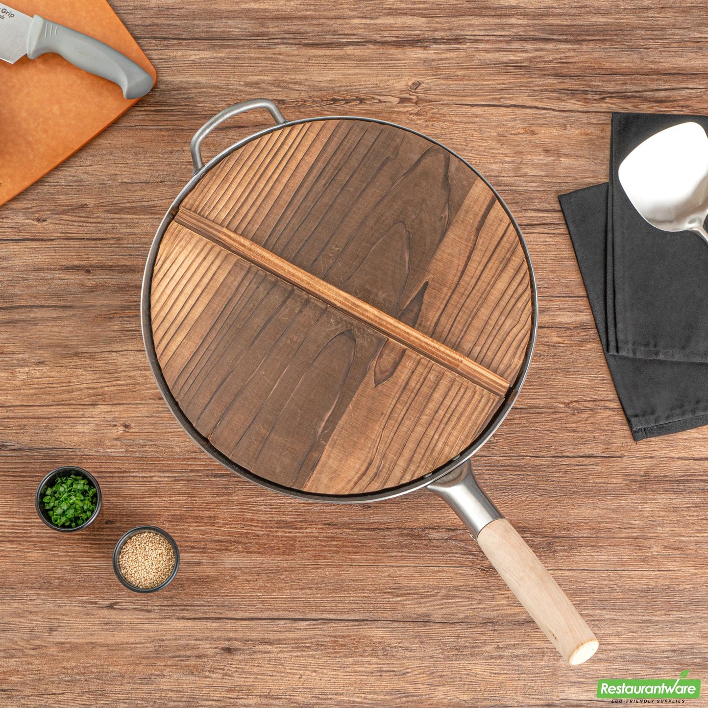 Wholesale Restaurantware 14" Handmade Lightweight Wood Wok Lid - 14.2" X 14.2" X 2.2"- Bulk