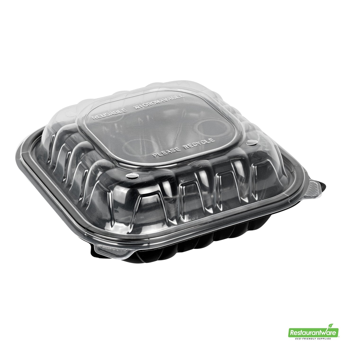 Wholesale Restaurantware 34 Oz Black Plastic Clamshell Container - 3 Compartments- Bulk