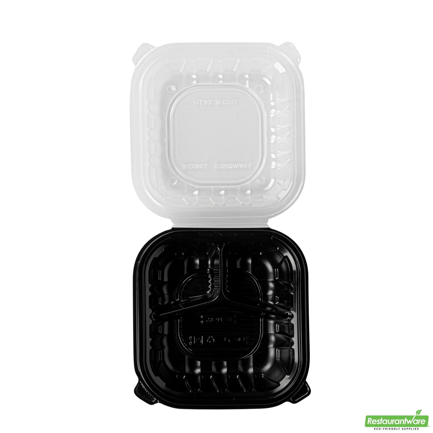 Wholesale Restaurantware 34 Oz Black Plastic Clamshell Container - 3 Compartments- Bulk