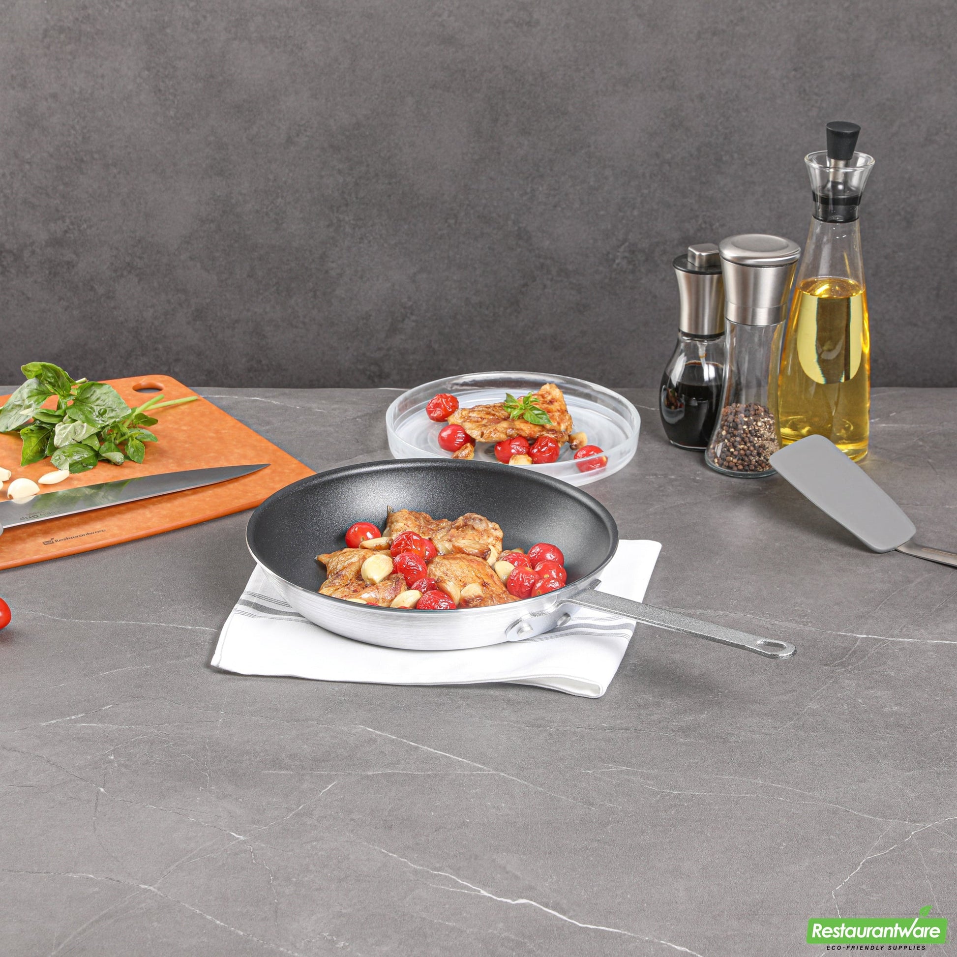 Wholesale Restaurantware Aluminum 10" Fry Pan - Non-Stick - 17.7" X 10.2" X 2.7"- Bulk