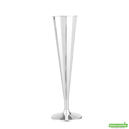 Wholesale Restaurantware 5 Oz Mirrored Plastic Champagne Flute - Vertical Cut- Bulk