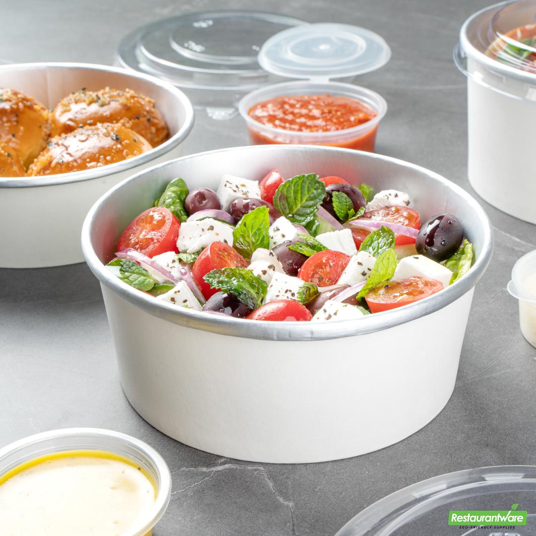 Wholesale Restaurantware 25 Oz White Paper Take Out Container - with Foil Interior- Bulk