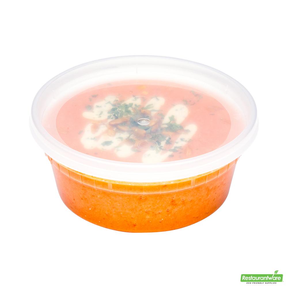 Wholesale Restaurantware Asporto 8 Oz Round Clear Plastic Soup Container - with Lid, Microwavable - 4 1/2" X 4 1/2" X 1 3/4"- Bulk