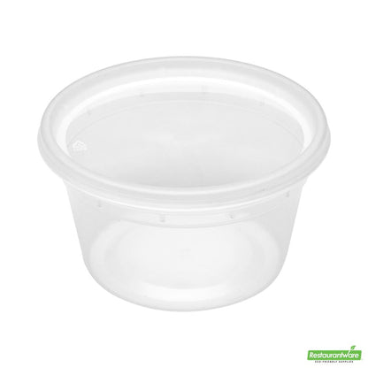Wholesale Restaurantware Asporto 12 Oz Round Clear Plastic Soup Container - with Lid, Microwavable - 4 1/2" X 4 1/2" X 2 1/2"- Bulk