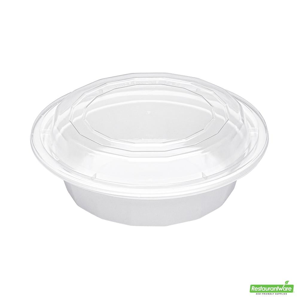 Wholesale Restaurantware 16 Oz Round White Plastic To Go Box - with Clear Lid, Microwavable- Bulk
