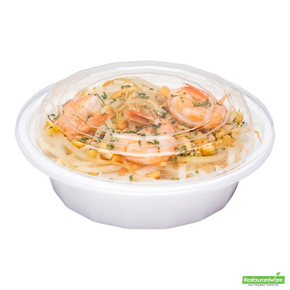 Wholesale Restaurantware 16 Oz Round White Plastic To Go Box - with Clear Lid, Microwavable- Bulk