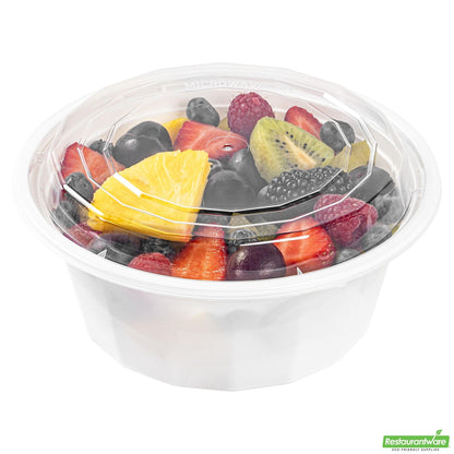 Wholesale Restaurantware 32 Oz Round White Plastic to Go Box - with Clear Lid, Microwavable- Bulk