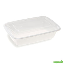 Wholesale Restaurantware Asporto 38 Oz Rectangle White Plastic to Go Box - with Clear Lid, Microwavable - 8 3/4" X 6" X 2"- Bulk