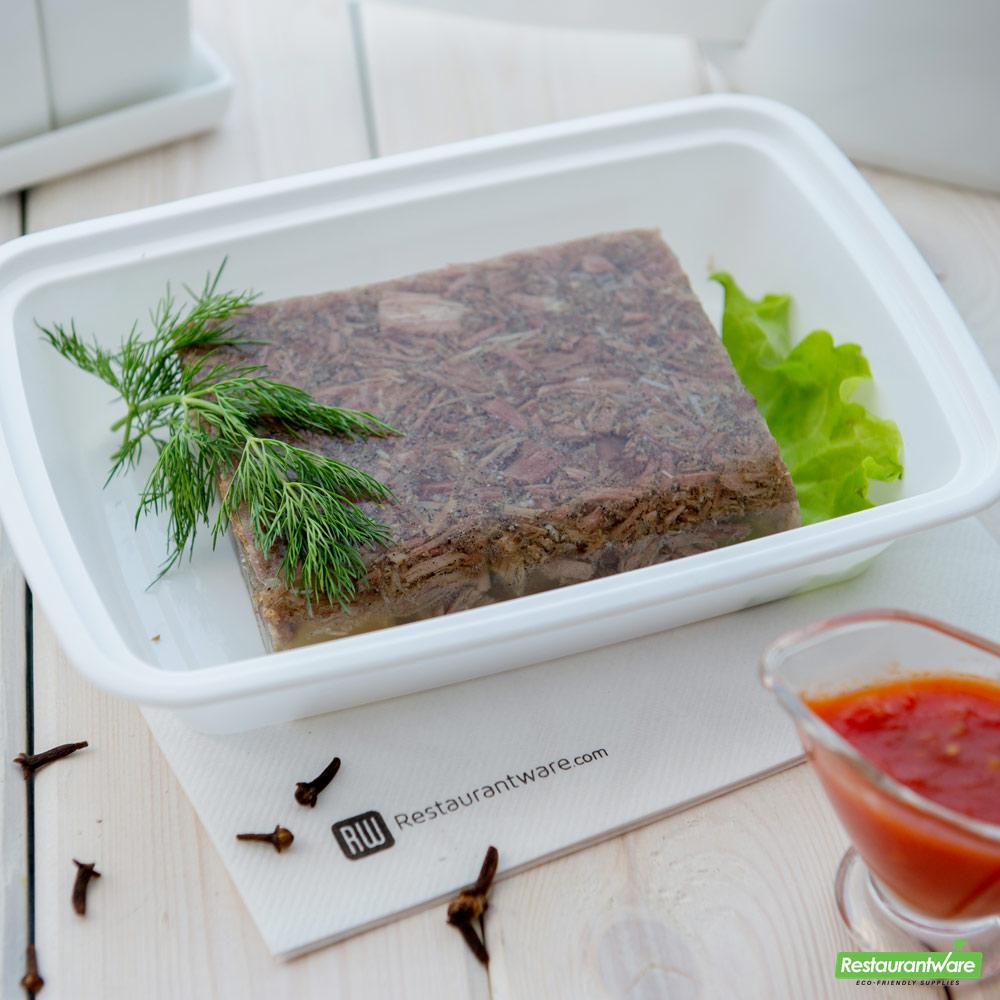 Wholesale Restaurantware Asporto 38 Oz Rectangle White Plastic to Go Box - with Clear Lid, Microwavable - 8 3/4" X 6" X 2"- Bulk