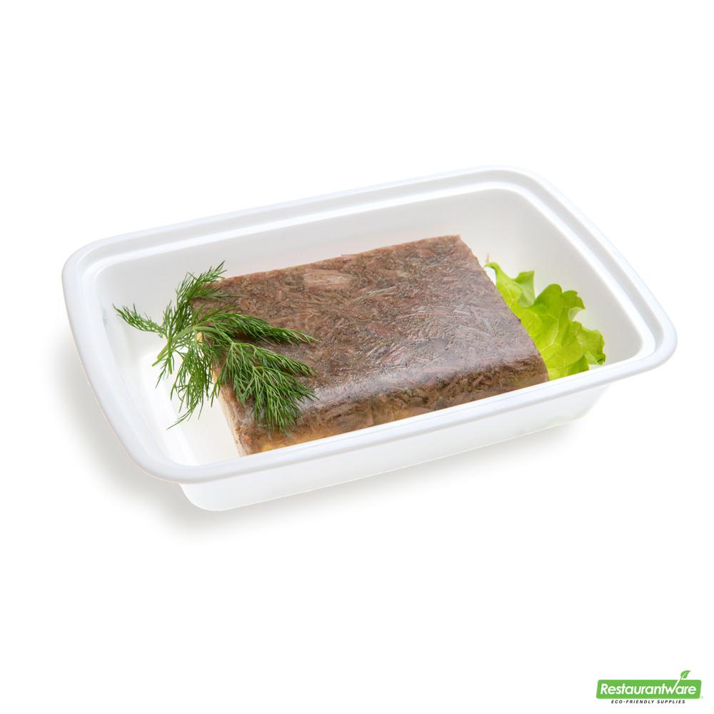 Wholesale Restaurantware Asporto 38 Oz Rectangle White Plastic to Go Box - with Clear Lid, Microwavable - 8 3/4" X 6" X 2"- Bulk
