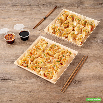 Wholesale Restaurantware Taipei Square Poplar Plate - 9 1/2" X 9 1/2" X 1"- Bulk