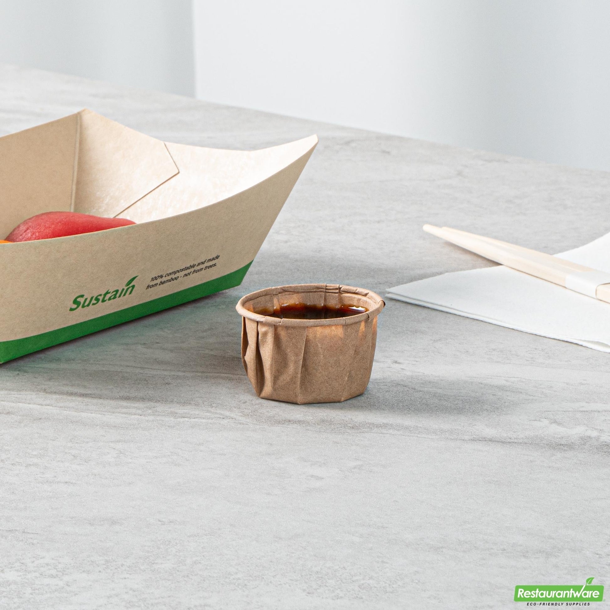 Wholesale Restaurantware 1.5 Oz Kraft Paper Portion Cup - Compostable - 2" X 2" X 1.2"- Bulk